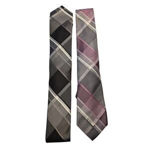 Lot of ties Michael kors 100% silk black plaid pink plaid business proffesional